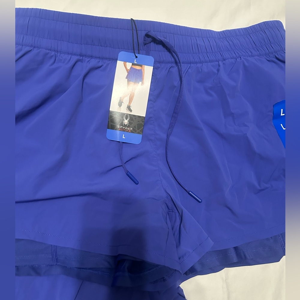 Spyder active shorts lined with pockets on both shorts NWT perennial blue L, XS - Picture 4 of 7